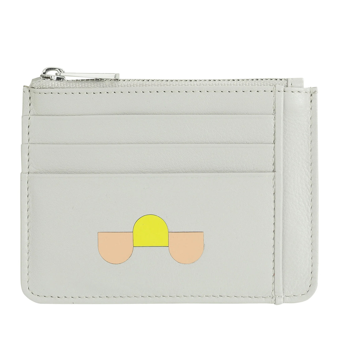 DUDU Bustina porta carte di credito in vera pelle colorata portafogli con zip