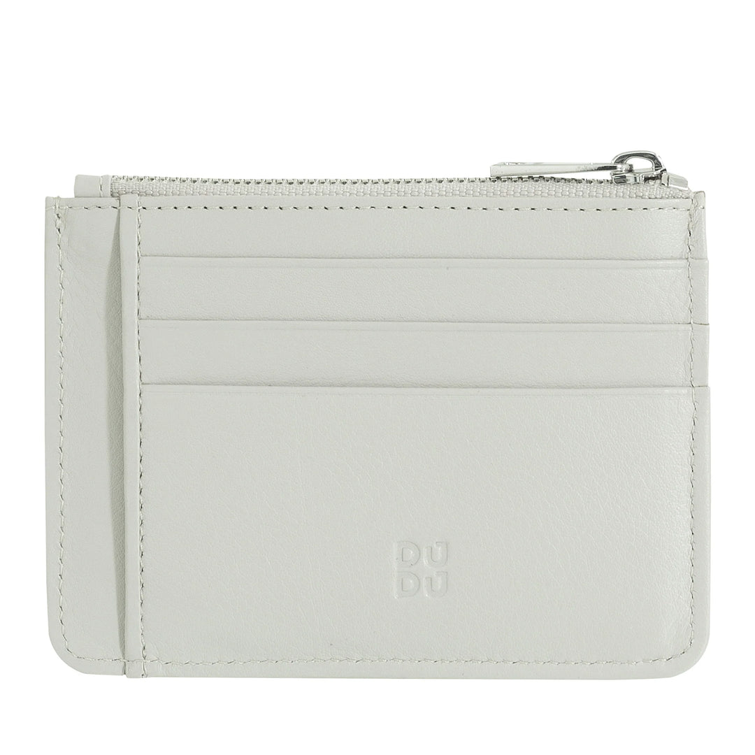 DUDU Bustina porta carte di credito in vera pelle colorata portafogli con zip