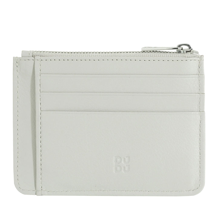 DUDU Bustina porta carte di credito in vera pelle colorata portafogli con zip