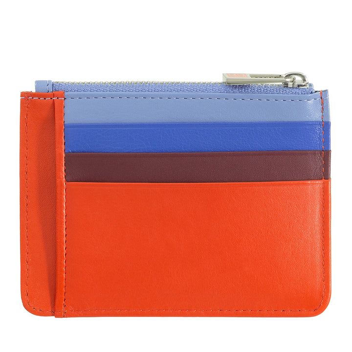 DUDU Bustina porta carte di credito in vera pelle colorata portafogli con zip
