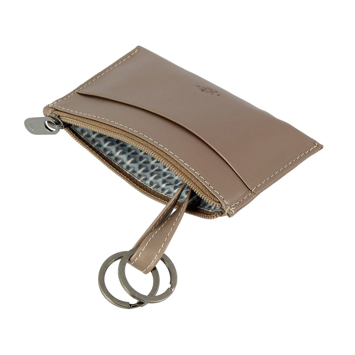 Nuvola Pelle Portachiavi e Portamonete in Vera Pelle Nappa Bustina Astuccio con Zip e 2 anelli per le chiavi