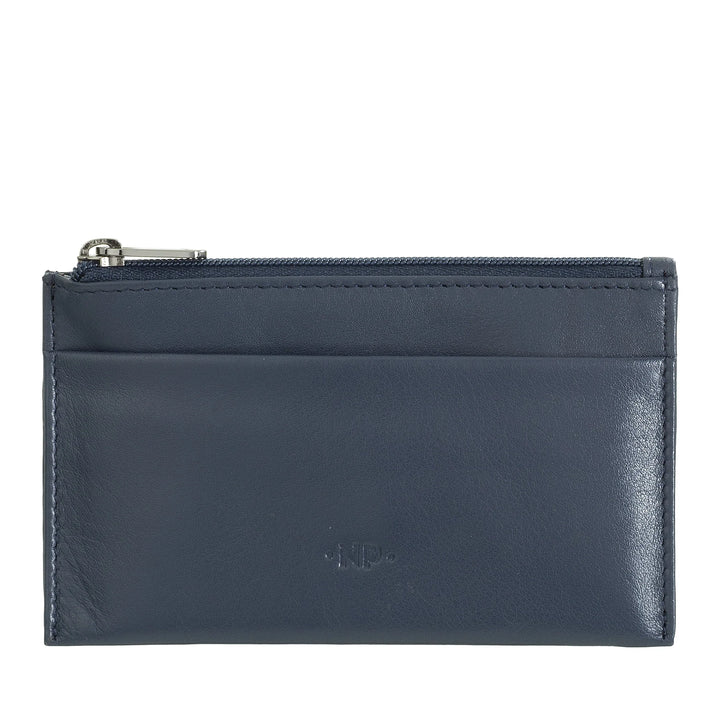 Nuvola Pelle Portachiavi e Portamonete in Vera Pelle Nappa Bustina Astuccio con Zip e 2 anelli per le chiavi