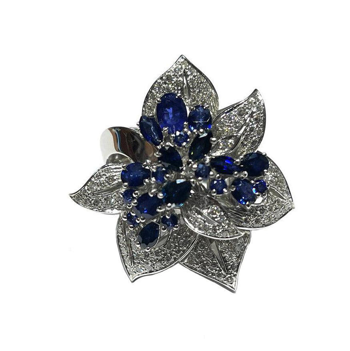 Capodagli anello Fiore oro bianco 18kt diamanti e zaffiri 0066AG - Capodagli 1937