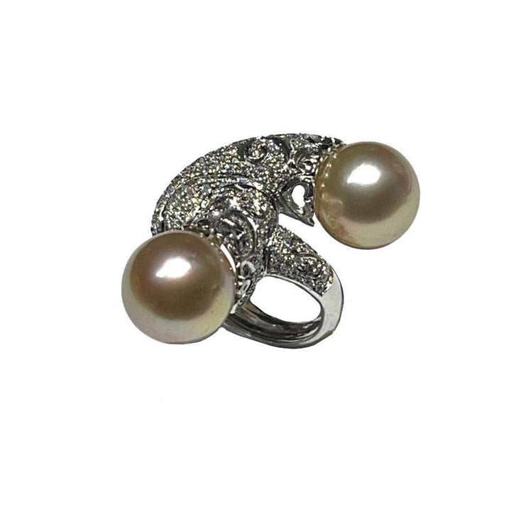 Capodagli anello Nodo Perle oro bianco 18kt diamanti e perle 0020A - Capodagli 1937