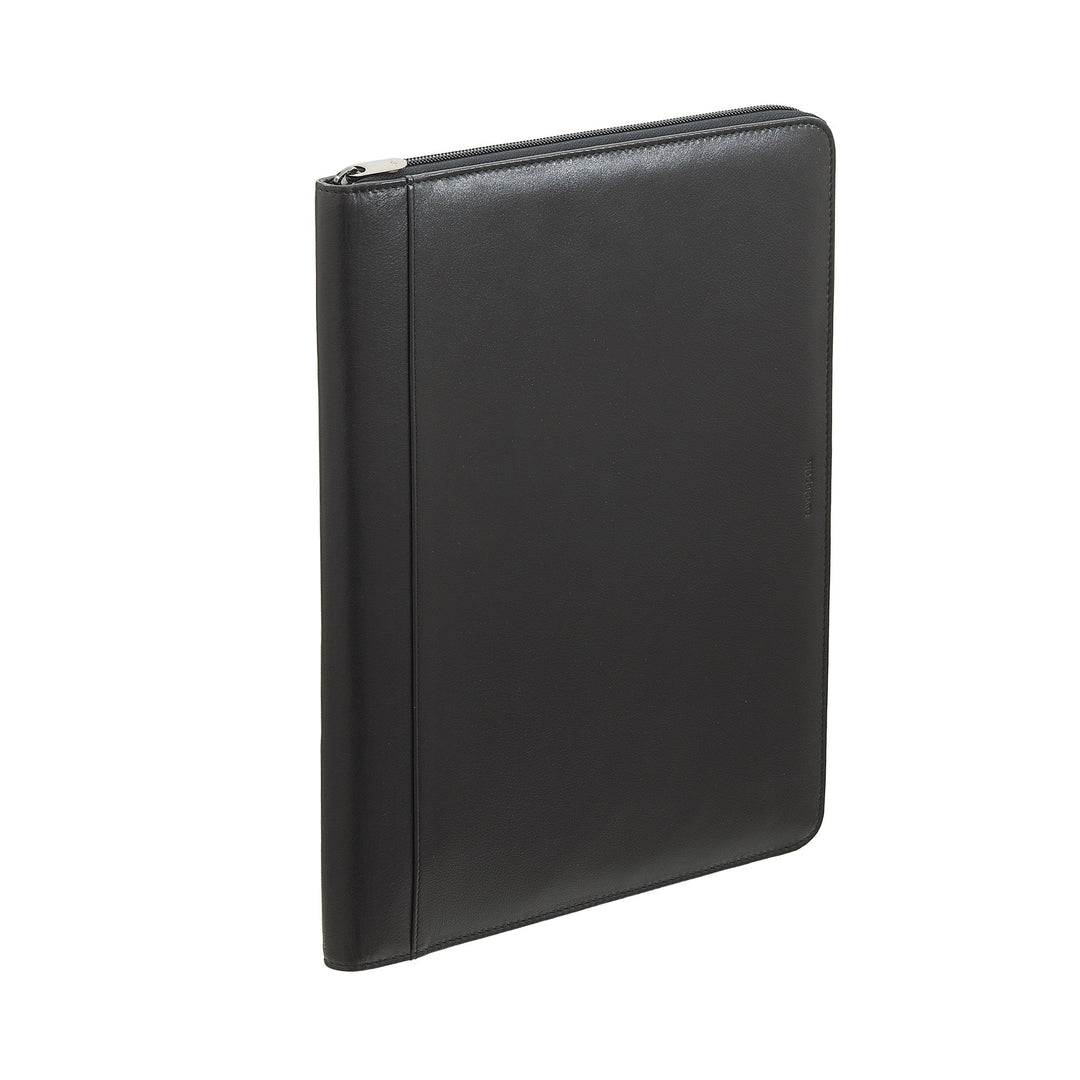 Nuvola Pelle Cartella Portadocumenti A4 in Pelle, Organizer da Lavoro Porta Blocco Note, Portapenne, Porta Tablet con Cerniera a Giro