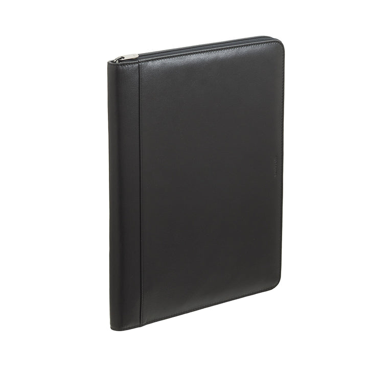Nuvola Pelle Cartella Portadocumenti A4 in Pelle, Organizer da Lavoro Porta Blocco Note, Portapenne, Porta Tablet con Cerniera a Giro