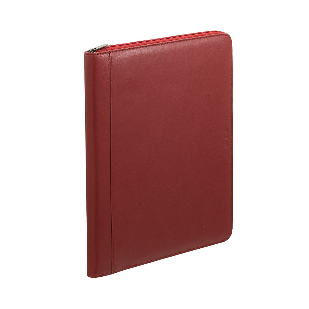 Nuvola Pelle Cartella Portadocumenti A4 in Pelle, Organizer da Lavoro Porta Blocco Note, Portapenne, Porta Tablet con Cerniera a Giro