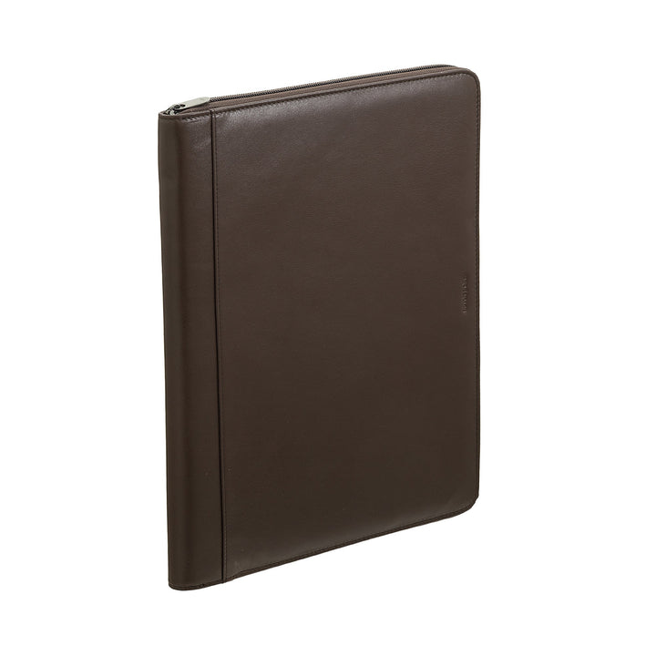 Nuvola Pelle Cartella Portadocumenti A4 in Pelle, Organizer da Lavoro Porta Blocco Note, Portapenne, Porta Tablet con Cerniera a Giro