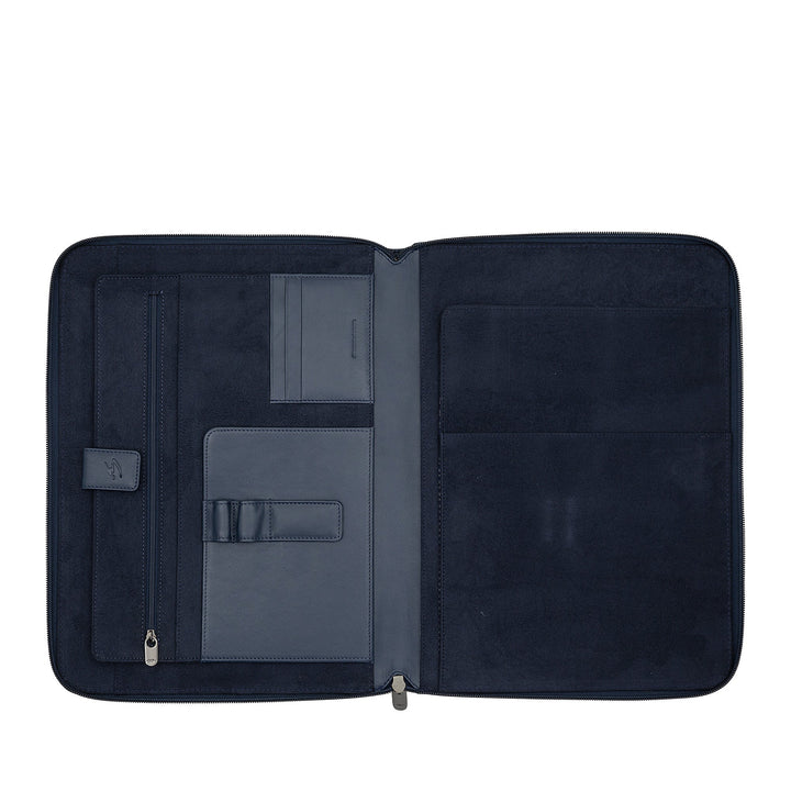 Nuvola Pelle Cartella Portadocumenti A4 in Pelle, Organizer da Lavoro Porta Blocco Note, Portapenne, Porta Tablet con Cerniera a Giro