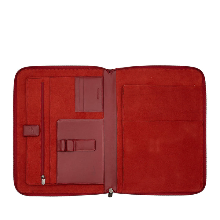 Nuvola Pelle Cartella Portadocumenti A4 in Pelle, Organizer da Lavoro Porta Blocco Note, Portapenne, Porta Tablet con Cerniera a Giro