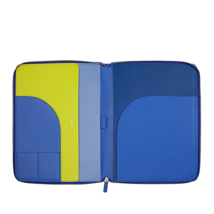 DUDU A4 Leather Document Folder Office Clipboard Multicolored iPad Tablet Folder with Zip