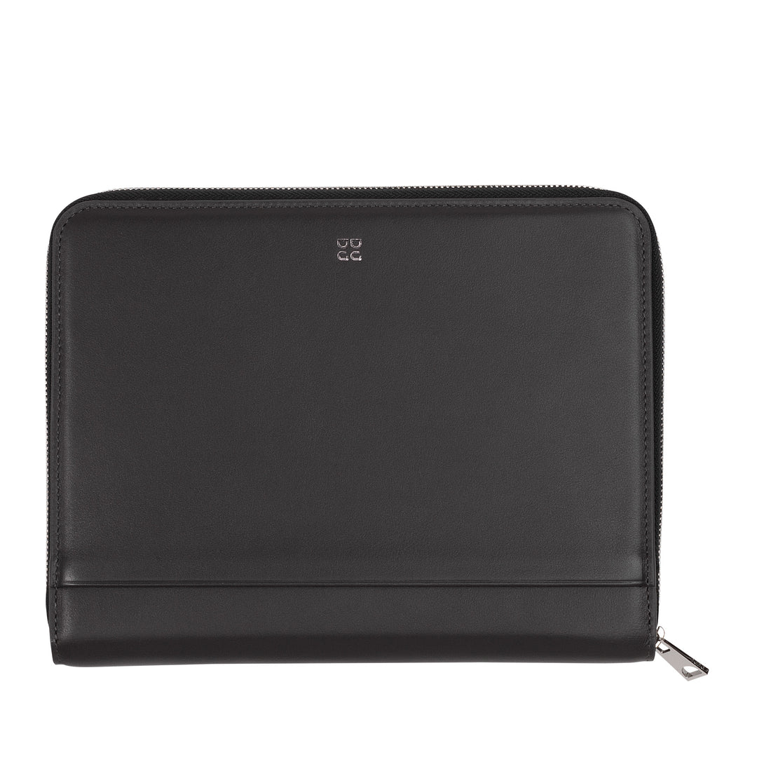 DUDU Cartella Portadocumenti A5 in Vera Pelle da Uomo Donna, Porta Tablet iPad Mini, Portablocchi, Organizer per Blocco Note Quaderno A5