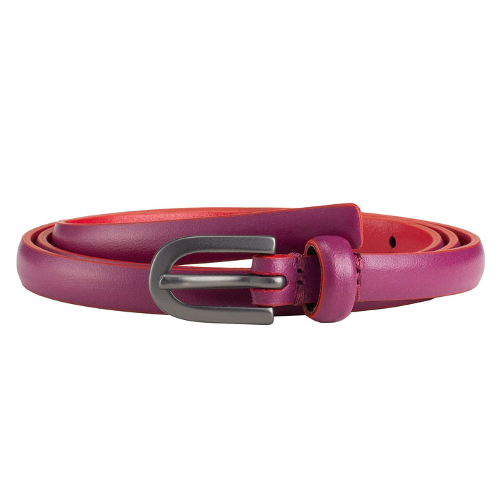 DUDU Cintura Donna Sottile in Vera Pelle Morbida Bicolore Made in Italy Elegante Casual con Fibbia ad Ardiglione