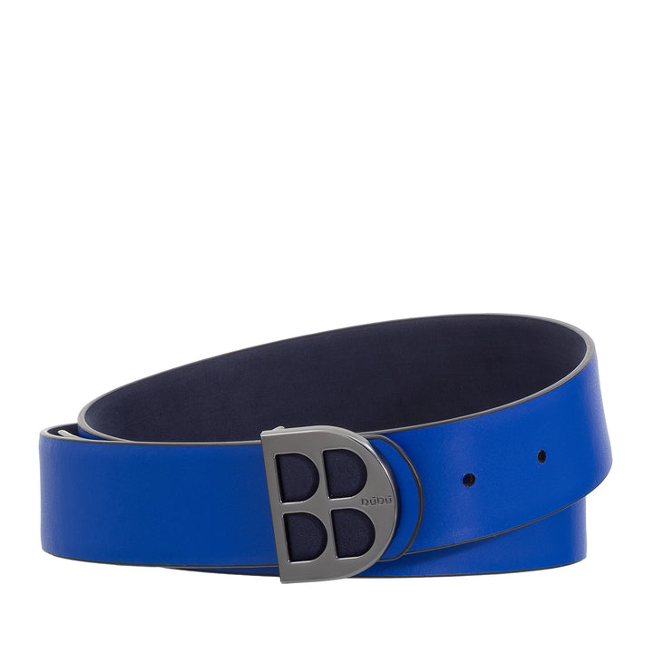 DUDU Cintura Uomo Reversibile in Pelle Liscia e Nabuk Bicolore, Made in Italy, Double Face, con Fibbia Personalizzata