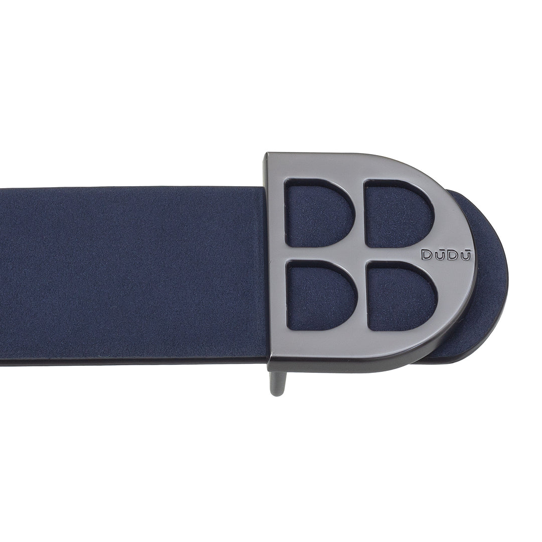 DUDU Cintura Uomo Reversibile in Pelle Liscia e Nabuk Bicolore, Made in Italy, Double Face, con Fibbia Personalizzata