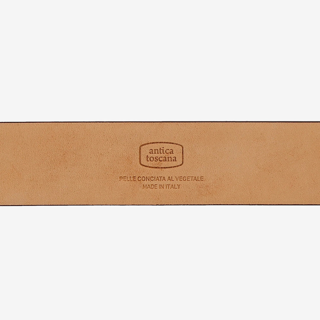 Antica Toscana Cintura Uomo Made in Italy in Vera Pelle H 3,4 cm Accorciabile con Fibbia ad Ardiglione