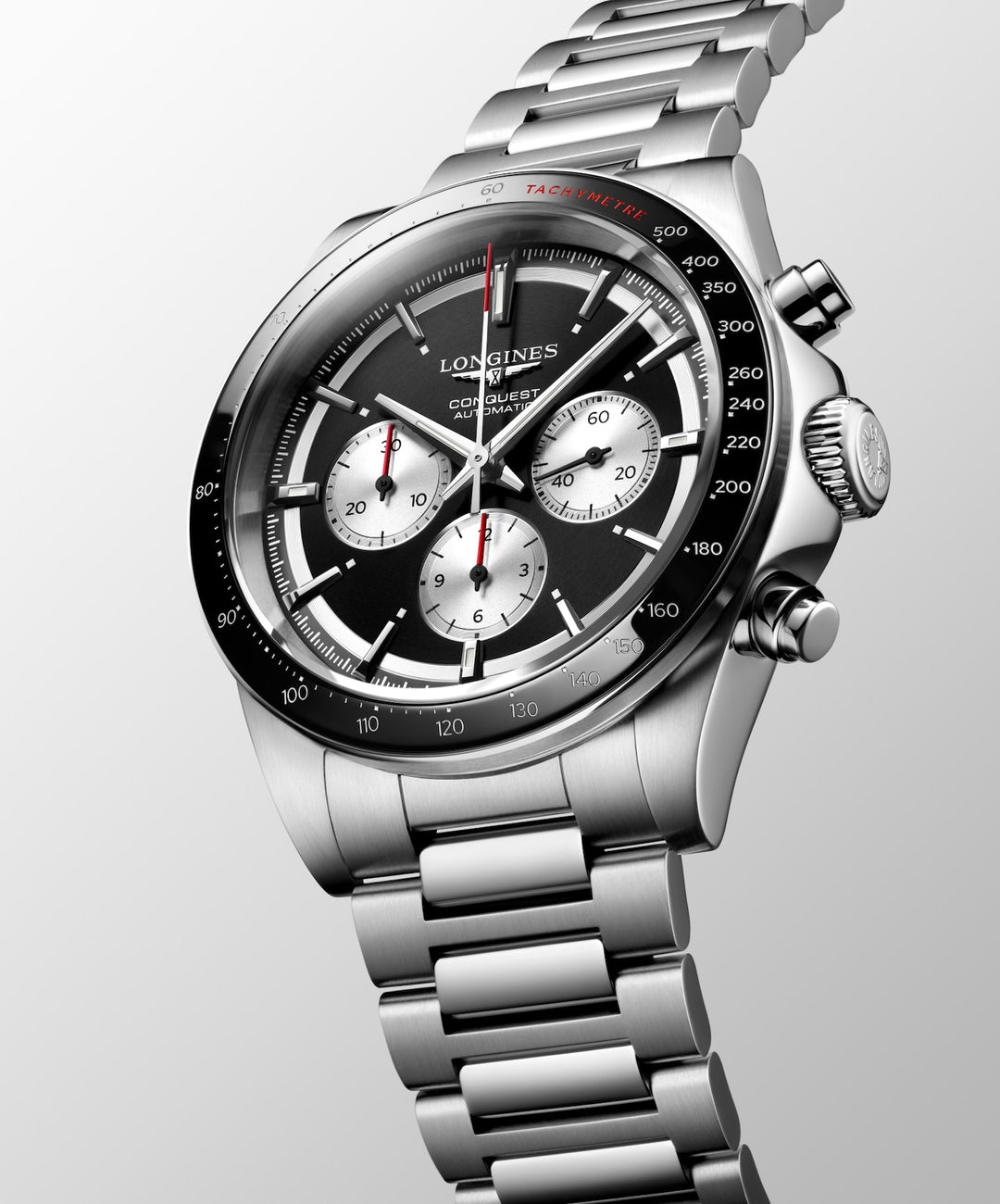 Longines orologio Conquest Chronograph 42mm nero automatico acciaio L3.835.4.52.6
