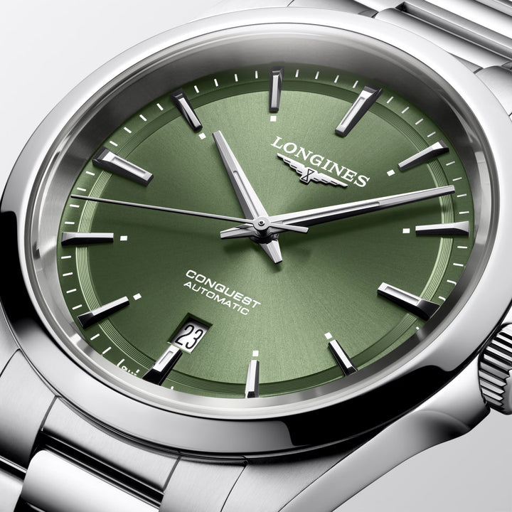 Longines orologio Conquest 2023 41mm verde acciaio automatico L3.830.4.02.6