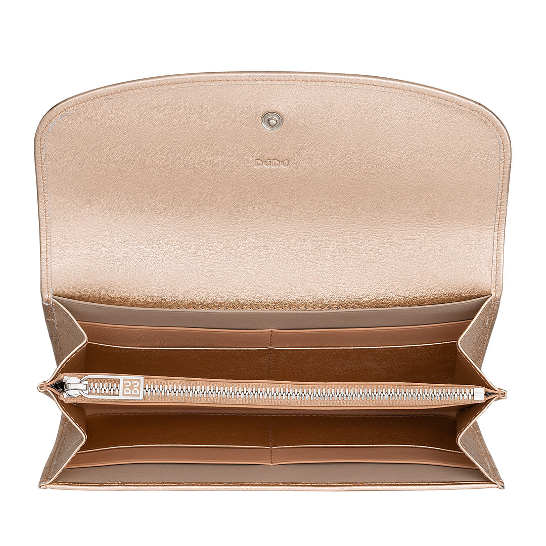 DUDU Portafoglio Donna Grande in Pelle Colorata, Portafoglio Continental, Tasche Porta Carte di Credito, Portamonete con Cerniera