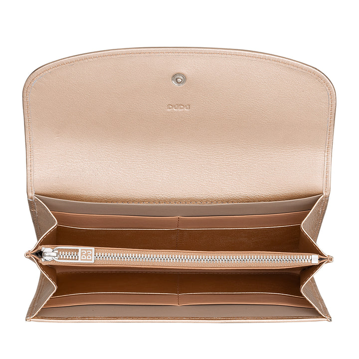 DUDU Portafoglio Donna Grande in Pelle Colorata, Portafoglio Continental, Tasche Porta Carte di Credito, Portamonete con Cerniera
