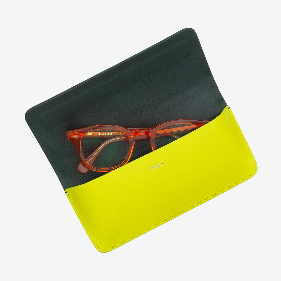 DUDU Custodia Porta Occhiali da Vista e Occhiali da Sole in Vera Pelle Morbida con Chiusura Magnetica, Astuccio Portaocchiali Colorato