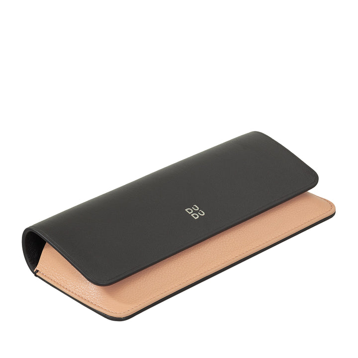 DUDU Custodia Porta Occhiali da Vista e Occhiali da Sole in Vera Pelle Morbida con Chiusura Magnetica, Astuccio Portaocchiali Colorato