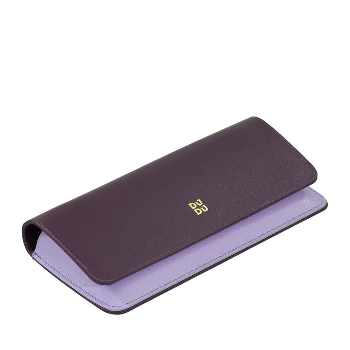 DUDU Custodia Porta Occhiali da Vista e Occhiali da Sole in Vera Pelle Morbida con Chiusura Magnetica, Astuccio Portaocchiali Colorato