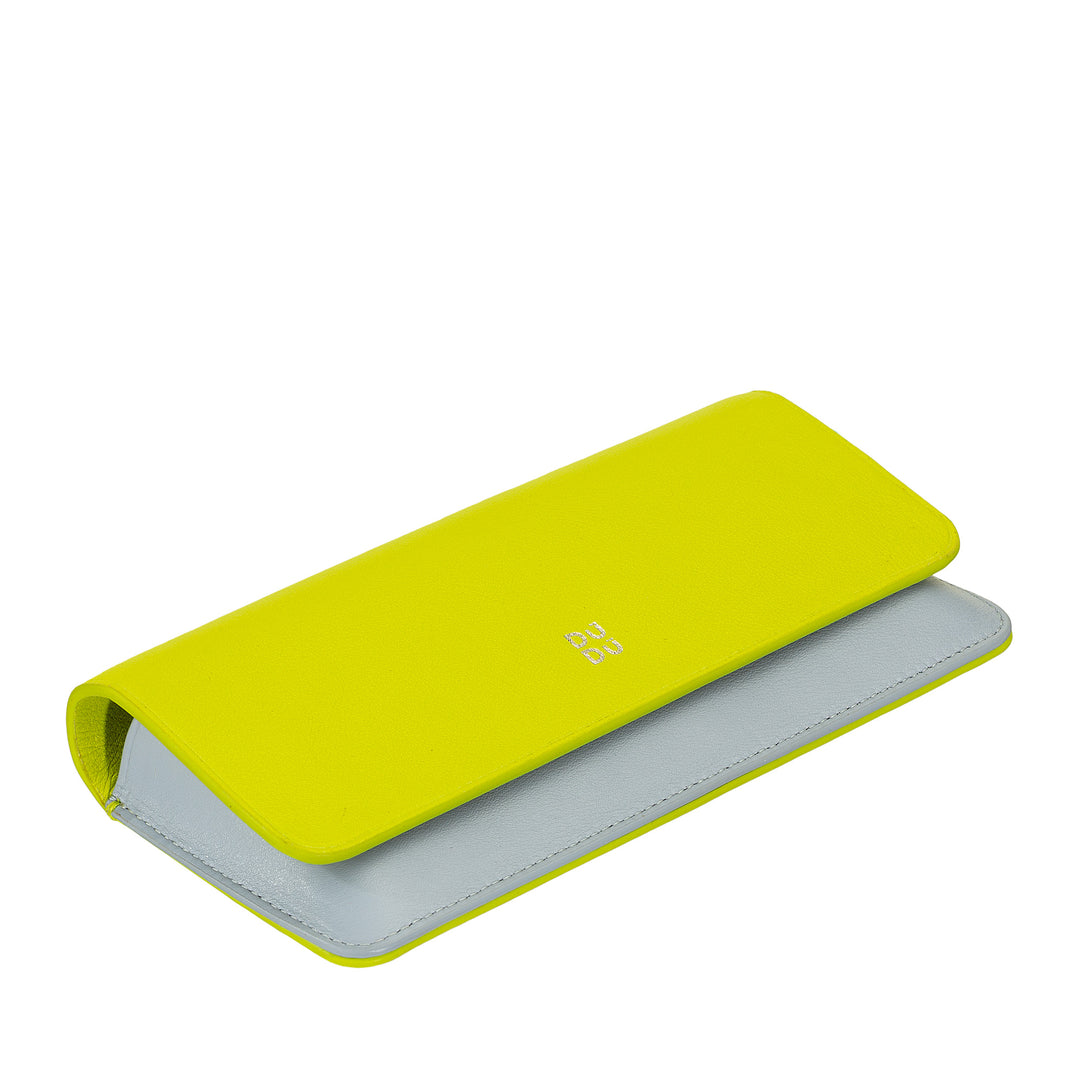 DUDU Custodia Porta Occhiali da Vista e Occhiali da Sole in Vera Pelle Morbida con Chiusura Magnetica, Astuccio Portaocchiali Colorato