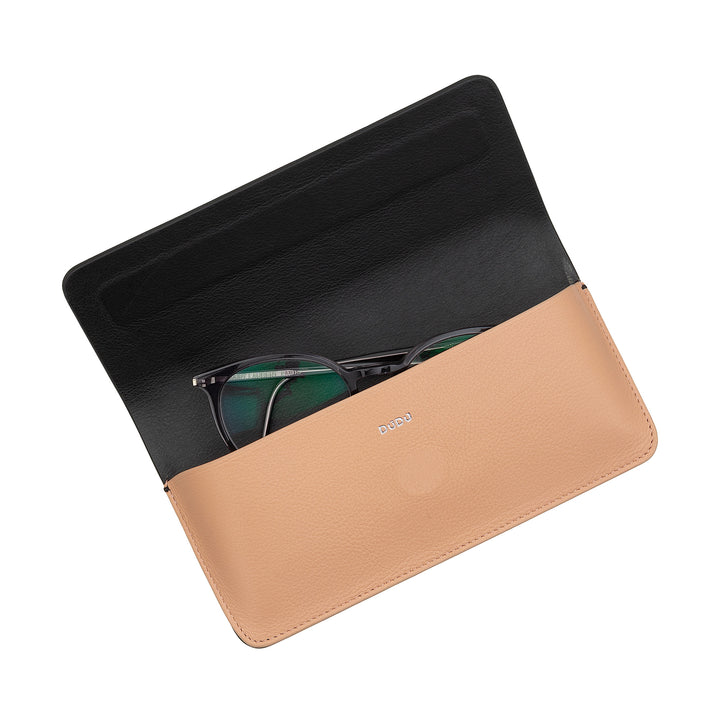 DUDU Custodia Porta Occhiali da Vista e Occhiali da Sole in Vera Pelle Morbida con Chiusura Magnetica, Astuccio Portaocchiali Colorato
