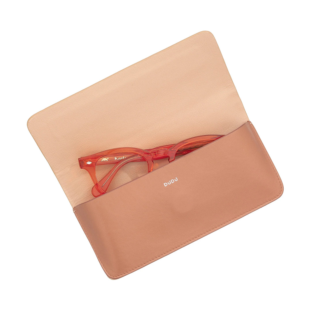 DUDU Custodia Porta Occhiali da Vista e Occhiali da Sole in Vera Pelle Morbida con Chiusura Magnetica, Astuccio Portaocchiali Colorato