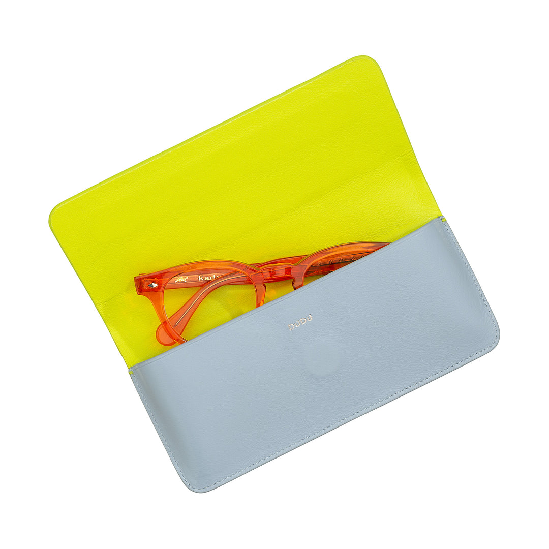 DUDU Custodia Porta Occhiali da Vista e Occhiali da Sole in Vera Pelle Morbida con Chiusura Magnetica, Astuccio Portaocchiali Colorato