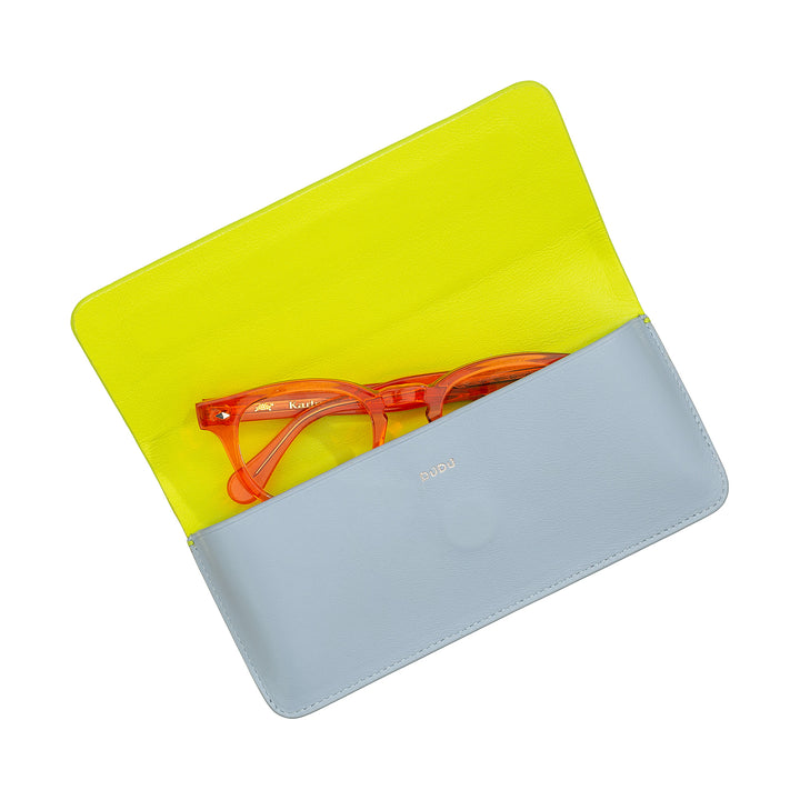 DUDU Custodia Porta Occhiali da Vista e Occhiali da Sole in Vera Pelle Morbida con Chiusura Magnetica, Astuccio Portaocchiali Colorato