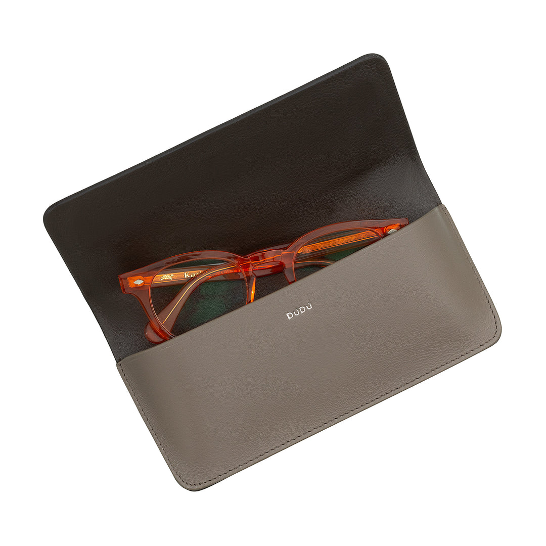 DUDU Custodia Porta Occhiali da Vista e Occhiali da Sole in Vera Pelle Morbida con Chiusura Magnetica, Astuccio Portaocchiali Colorato