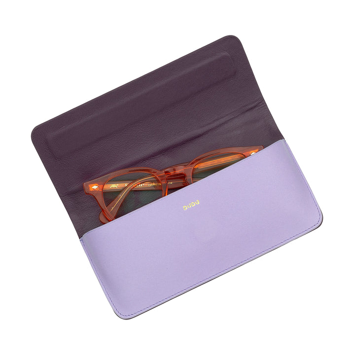 DUDU Custodia Porta Occhiali da Vista e Occhiali da Sole in Vera Pelle Morbida con Chiusura Magnetica, Astuccio Portaocchiali Colorato