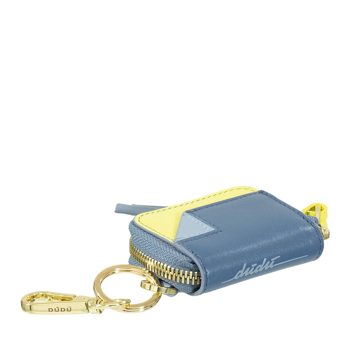 DUDU Custodia Porta AirPods in Pelle con Portachiavi - Mini Astuccio con Zip per Auricolari Wireless, Anello Portachiavi, Cover Elegante in Pelle per Donna