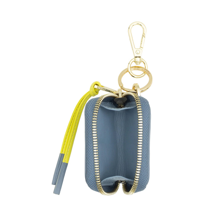 DUDU Custodia Porta AirPods in Pelle con Portachiavi - Mini Astuccio con Zip per Auricolari Wireless, Anello Portachiavi, Cover Elegante in Pelle per Donna