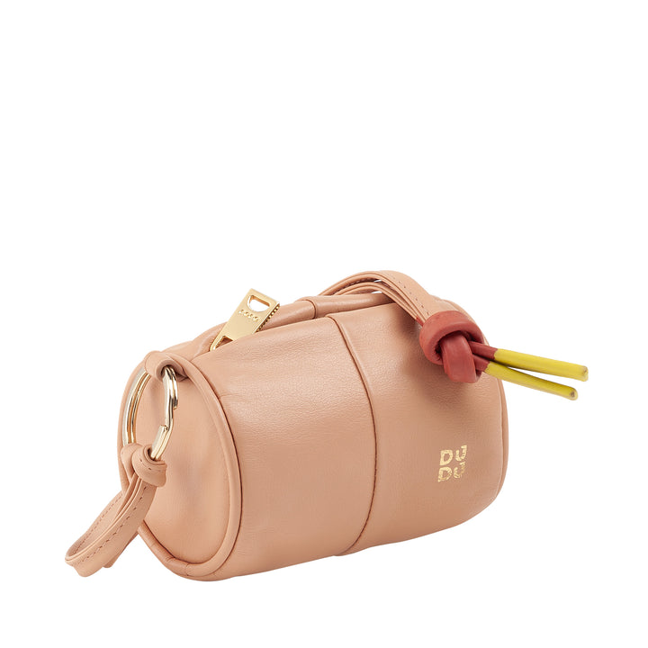 DUDU Custodia Porta Auricolari Apple AirPods in Vera Pelle con Laccio da Collo, Mini Cilindro a Cerniera per AirPods Elegante Sicuro Colorato