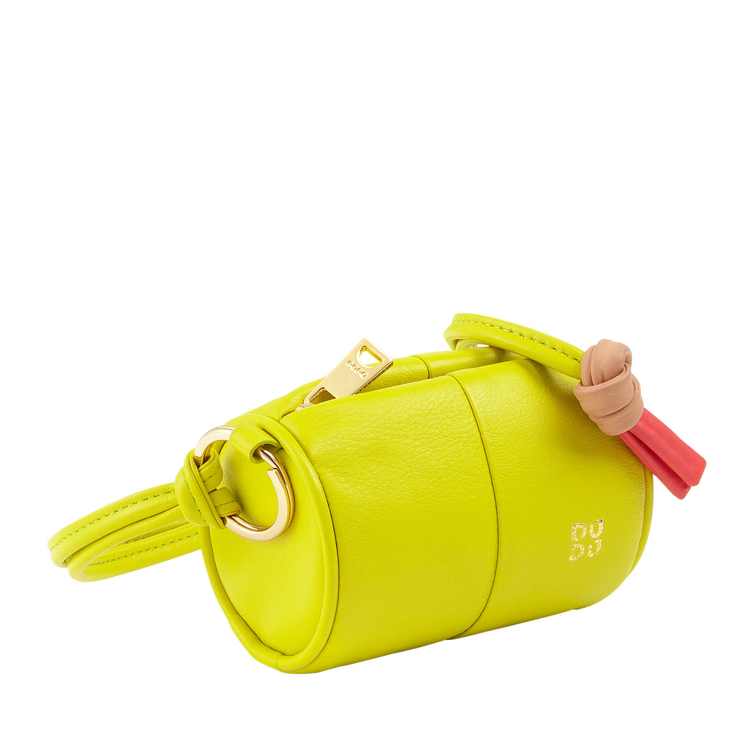 DUDU Custodia Porta Auricolari Apple AirPods in Vera Pelle con Laccio da Collo, Mini Cilindro a Cerniera per AirPods Elegante Sicuro Colorato