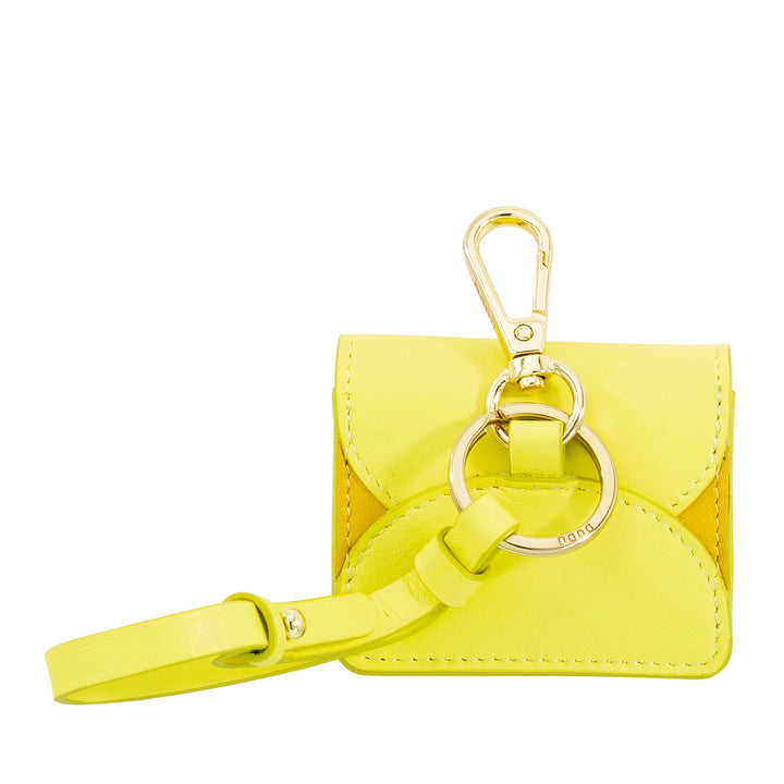 DUDU Custodia Porta Auricolari Air Pod in Vera Pelle con Portachiavi - Mini Cover con Moschettone, Elegante e Compatta