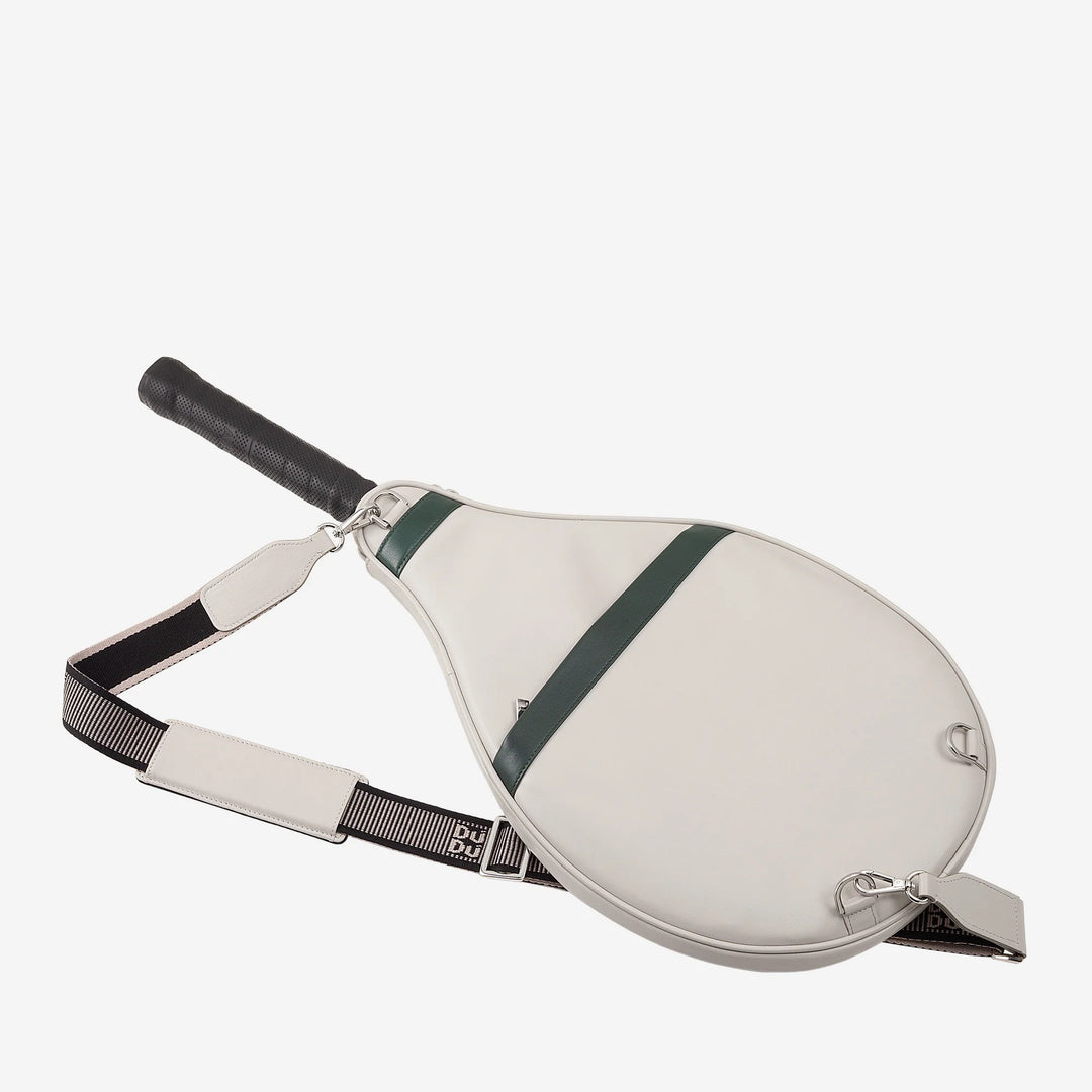 DUDU Custodia Racchetta Tennis in Vera Pelle, Cover Edizione Limitata, Fodero Imbottito con Cerniera, Tasca Laterale e Tracolla