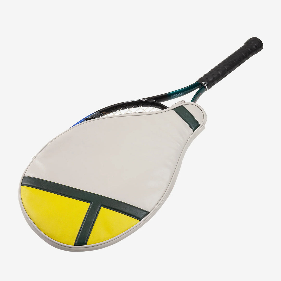 DUDU Custodia Racchetta Tennis in Vera Pelle, Cover Edizione Limitata, Fodero Imbottito con Cerniera, Tasca Laterale e Tracolla