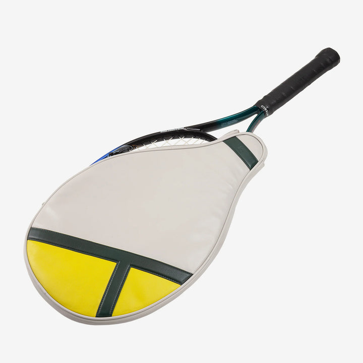 DUDU Custodia Racchetta Tennis in Vera Pelle, Cover Edizione Limitata, Fodero Imbottito con Cerniera, Tasca Laterale e Tracolla
