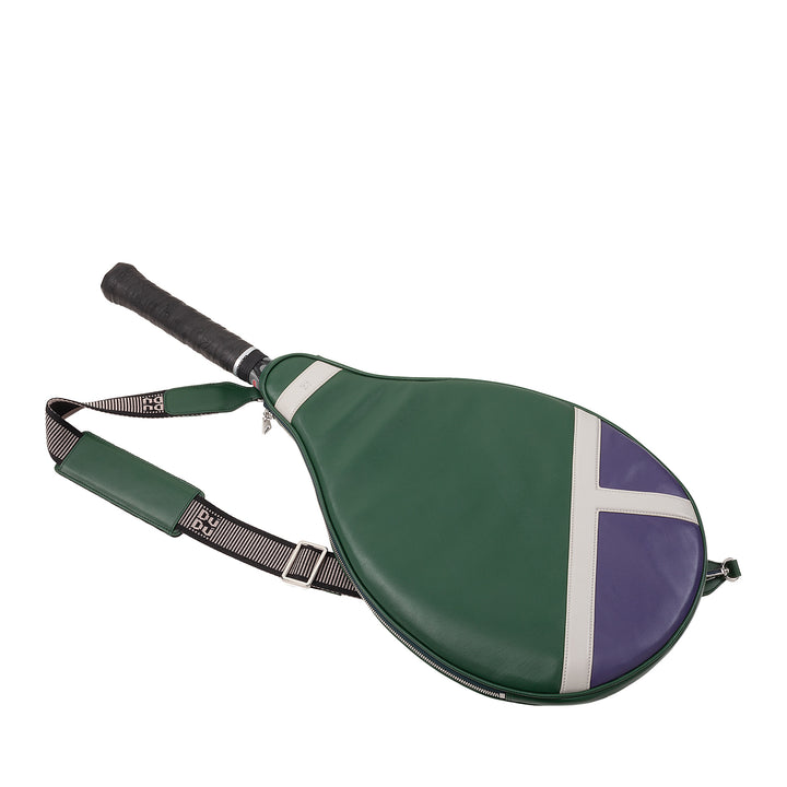 DUDU Custodia Racchetta Tennis in Vera Pelle, Cover Edizione Limitata, Fodero Imbottito con Cerniera, Tasca Laterale e Tracolla