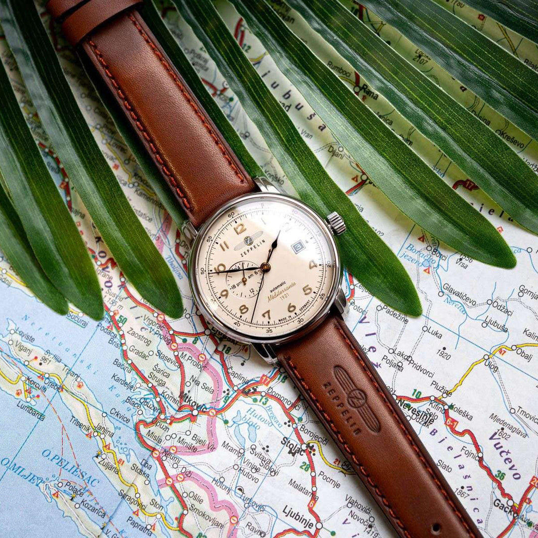 Zeppelin LZ121 Mediterranèe 24ore 40mm beige automatico acciaio 9668-5