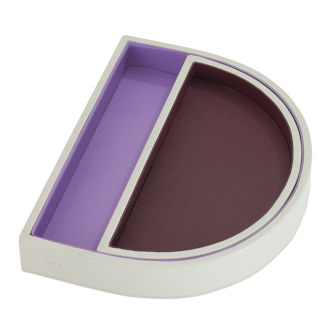 DUDU Doppio Svuotatasche Rigido a Forma di D di Design in Pelle, Portaoggetti da Ingresso Casa, da Scrivania Ufficio, Vassoio Moderno Elegante