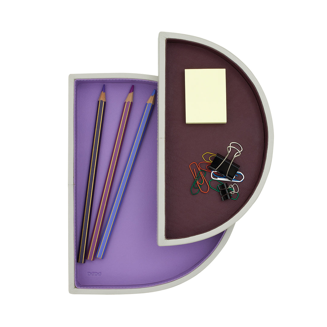 DUDU Doppio Svuotatasche Rigido a Forma di D di Design in Pelle, Portaoggetti da Ingresso Casa, da Scrivania Ufficio, Vassoio Moderno Elegante