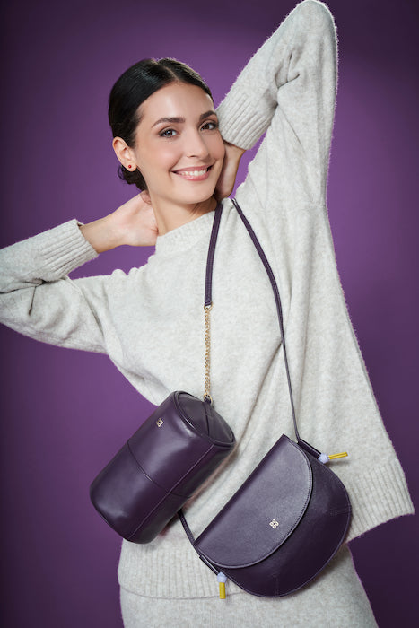 DUDU Borsa Donna a Tracolla con Patta in Vera Pelle, Piccola Borsetta a Spalla con Pattina a Bottone Magnetico, Borsa