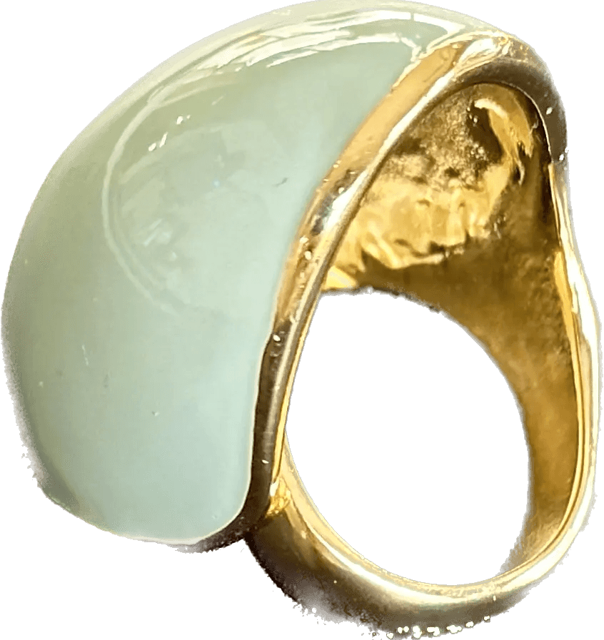 Federica Rossi anello in bronzo laminato oro 18kt con smalto verde salvia FR.AN.09 - Capodagli 1937
