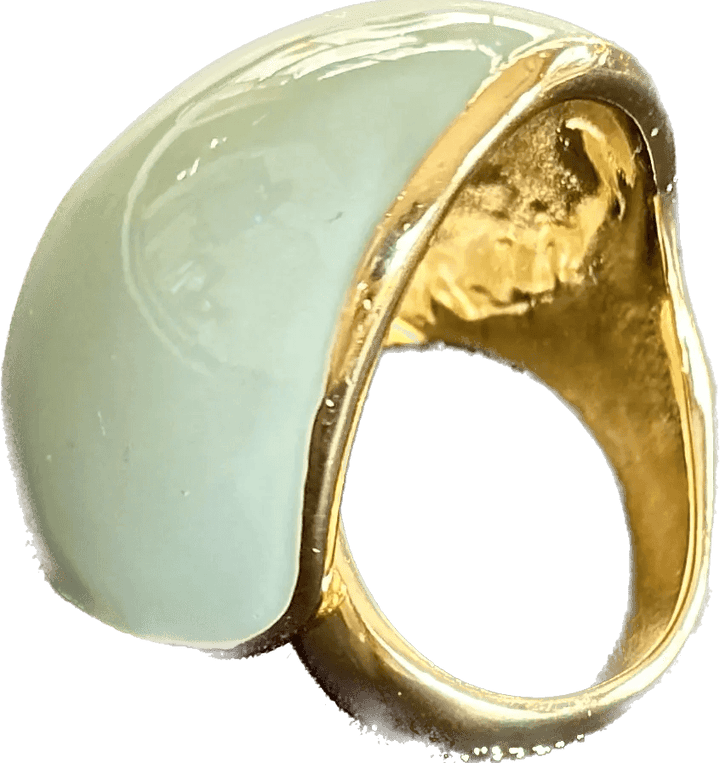 Federica Rossi anello in bronzo laminato oro 18kt con smalto verde salvia FR.AN.09 - Capodagli 1937
