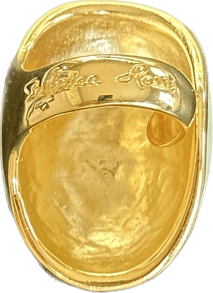 Federica Rossi anello in bronzo laminato oro 18kt con smalto verde salvia FR.AN.09 - Capodagli 1937